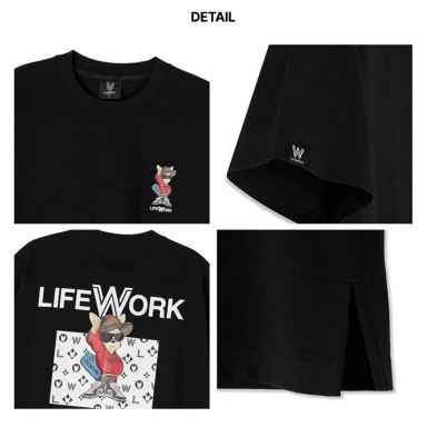LIFEWORK Red Hoodie Hip Dog Monogram T-Shirt  