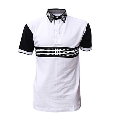 PRAHO Polo Homme Manches Courtes - Noir/Blanc