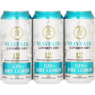 MAYFAIR London Dry Gin & Dry Lemon Cans 6 x 440ml