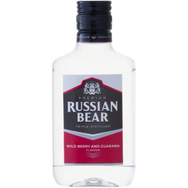 Russian Bear Wild Berry & Guarana Flavoured Triple Distilled Vodka Bottle 200ml