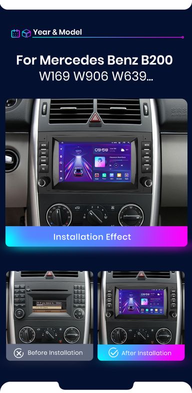 Rádio 7" android 2/32GB Mercedes B200 W169 w906 W639 CARPLAY WIFI GPS