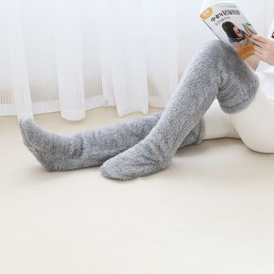 Over Knee High Fuzzy Long Socks Winter Warm Cold Leg Knee Joint Cold-proof Stockings Home Floor Sleeping Socks