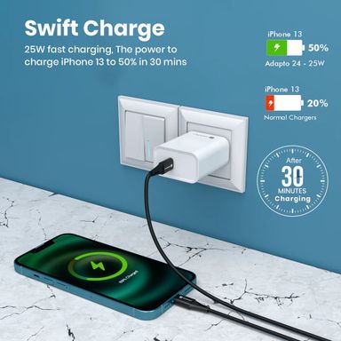 Portronics Adapto 24 Type C 24W Fast Adapter Charger Compatible with iOS & Andriod
