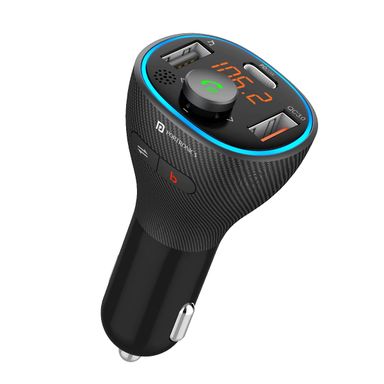 Portronics Auto 15 Bluetooth - FM Transmitter in-Car Radio Adapter for Hands-Free Calling, Music Streaming, USB Reading (PD 20W+QC3.0) Fast Charger, Supports All Smartphones