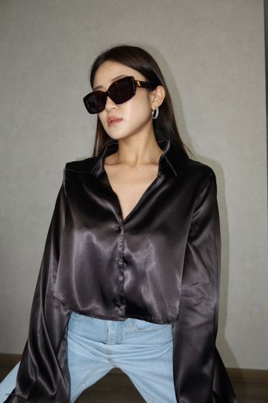 CROP SATIN SHIRT