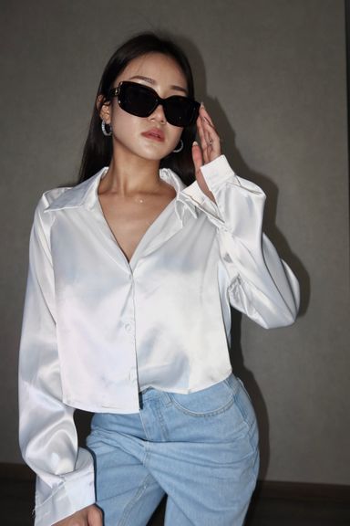 CROP SATIN SHIRT