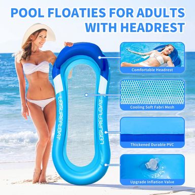 Upgraded Pool Lounger with Headrest Thicken Pool Floaties for Adults.