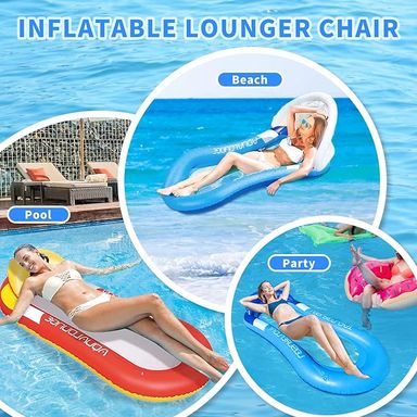 Upgraded Pool Lounger with Headrest Thicken Pool Floaties for Adults.