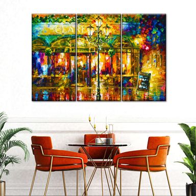 Misty Cafe Abstract Painting 3 Piece Canvas Wall Art For Living Bedroom Office Home Decor