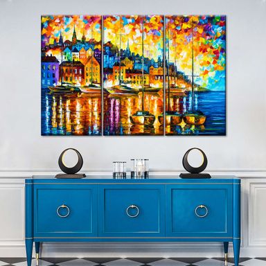 Charming Harbor Abstract Painting 3 Piece Canvas Wall Art For Living Bedroom Office Home Decor 