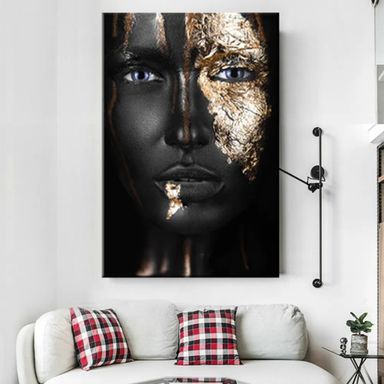 African Black Gold Fashion 3 Piece Canvas Wall Art For Living Bedroom Office Home Decor 