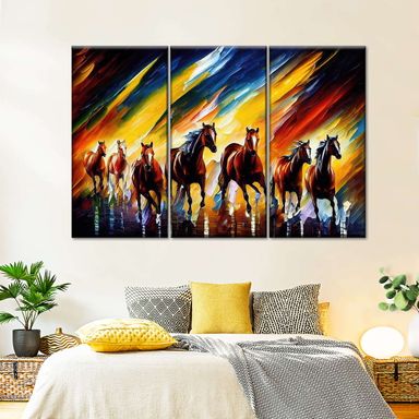 Runing Horses 3 Piece Canvas Wall Art For Living Bedroom Office Home Decor  