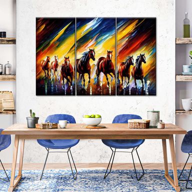 Runing Horses 3 Piece Canvas Wall Art For Living Bedroom Office Home Decor  