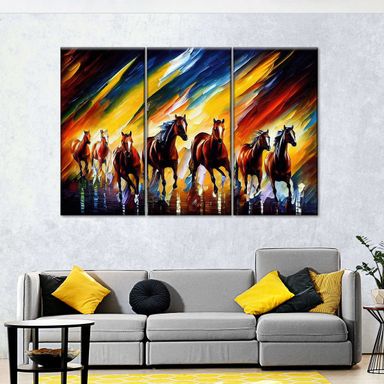 Runing Horses 3 Piece Canvas Wall Art For Living Bedroom Office Home Decor  