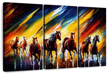 Runing Horses 3 Piece Canvas Wall Art For Living Bedroom Office Home Decor  