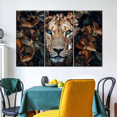 Lioness 3 Piece Canvas Wall Art For Living Bedroom Office Home Decor 