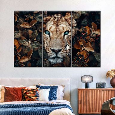 Lioness 3 Piece Canvas Wall Art For Living Bedroom Office Home Decor 