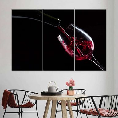 Wine Into Glass 3 Piece Canvas Wall Art For Living Bedroom Office Home Decor 