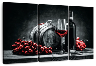Wine And Grape 3 Piece Canvas Wall Art For Living Bedroom Office Home Decor  