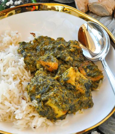 Zeera ( Cumin ) Rice Palak Chicken