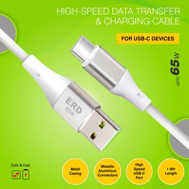 ERD UC-240 Metal Casing Type-C Data Cable, 65Watt