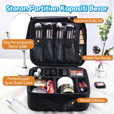 7 Tray Adjustable Makeup Bag Portable Cosmetic Case Storage Organizer