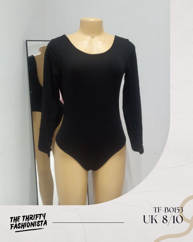 Sexy Black Low-Back Long Sleeved Bodysuit