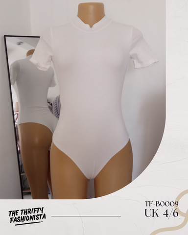 Classic White High-neck Short-Sleeved Bodysuit