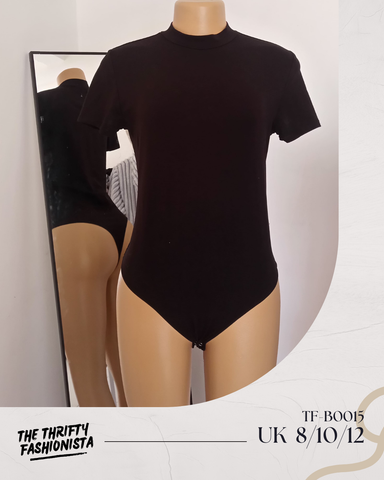 Classic Black High Neck Short Sleeve Bodysuit