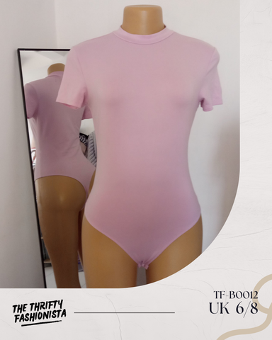 Light Pink High-Neck Short-Sleeved Bodysuit