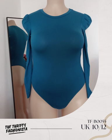 Unique Comfy Deep blue Puff sleeved Long sleeve Bodysuit