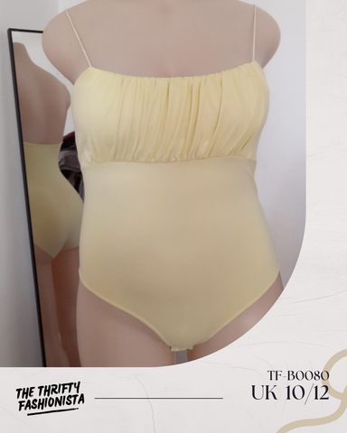 Yellow Milk Maid Thin Strap Sleeveless Bodysuit