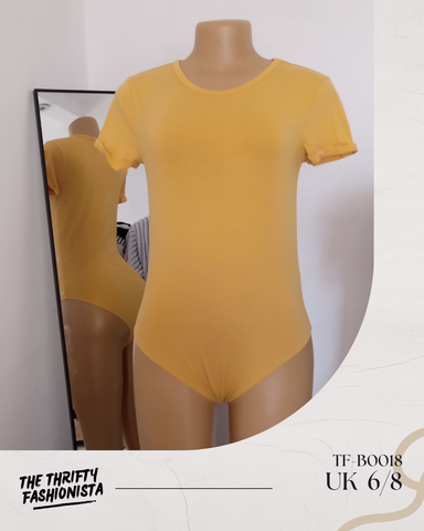 Yellow Round Neck Short-Sleeved Stylish and Comfy Bodysuit