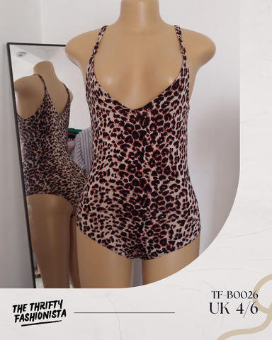 Sexy Animal Print Strappy Sleeveless Bodysuit