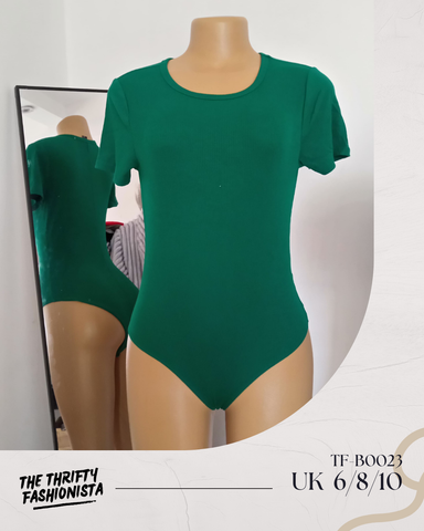 Deep Green Comfy Round-Neck Short-Sleeved Bodysuit