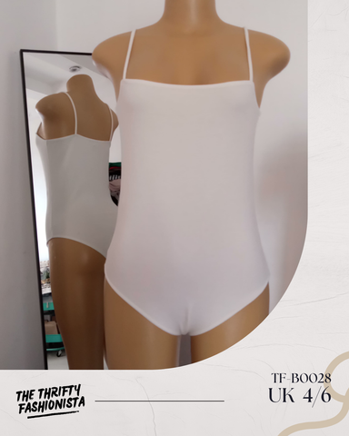 Classic White Thin Strap Sleeveless Bodysuit