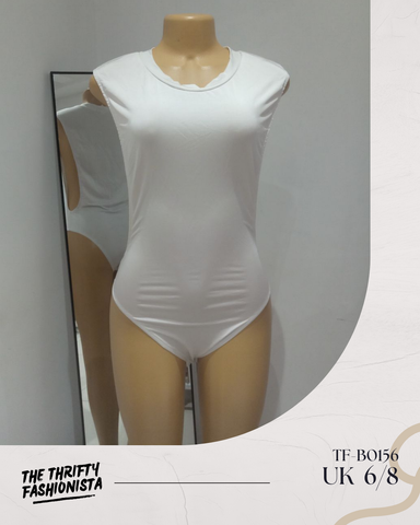 White Side Cut-Out Sleeveless Bodysuit