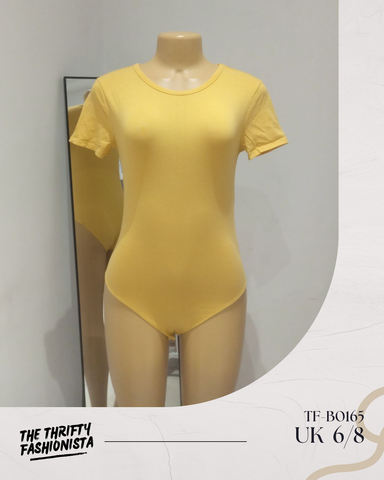 Yellow Round Neck Short Sleeved Bodysuit