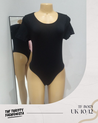 Simple Comfy Black Round Neck Short Sleeve Bodysuit