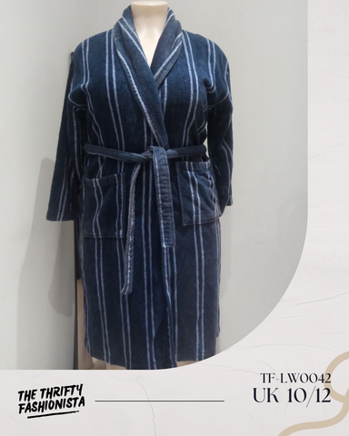 Navy Blue Stripped Lounge Robe