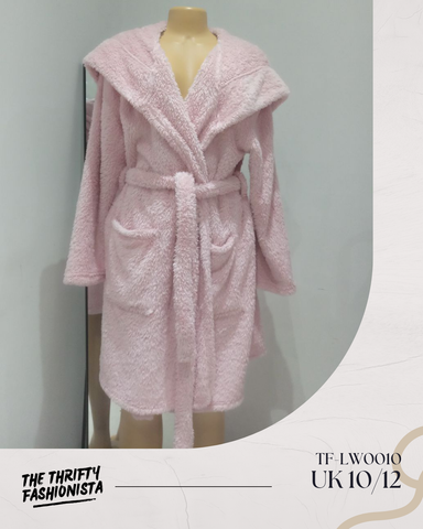 Light Pink Fluffy Warm & Cozy  Hooded Lounge Robe