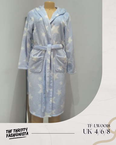 Baby Blue Stars Print Cozy Lounge Robe