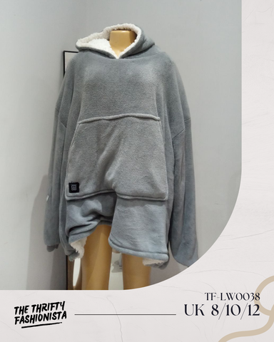 Grey Blanket Hoodie with Internal Heater