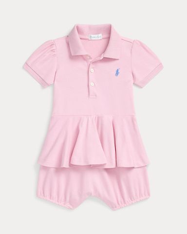 Stretch Mesh Peplum Polo Shortfall