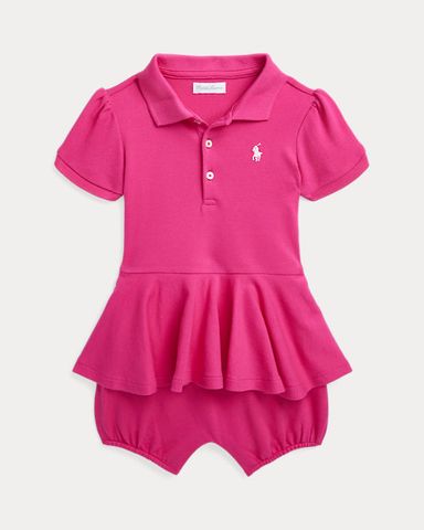 Stretch Mesh Peplum Polo Shortfall