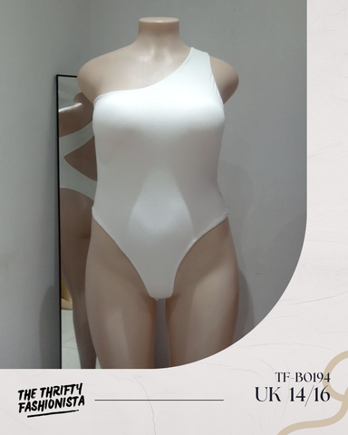 Sexy White Asymmetrical Open Back Single Shoulder Strap Bodysuit