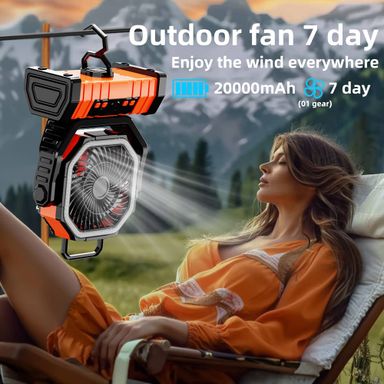 20000mAh battery operated outdoor usb rechargeable portable desk fan camping fan with led lamp