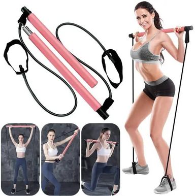 Portable Yoga Trainer Pilates Bar Kit Fitness Exercise Adjustable Pilates Stick Resistance Band W...
