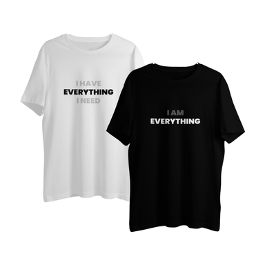 Text Printed Couple Round Neck Tshirts