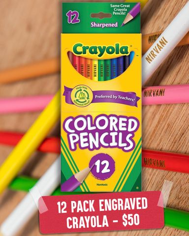 12 Pack Engraved Crayola Colored Pencils